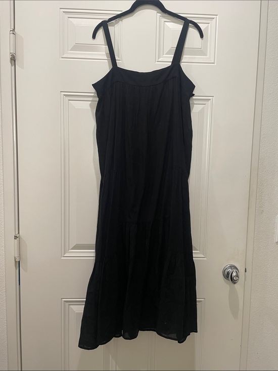 Jenni Kayne Dresses & Skirts - Jenni Kayne Midi Dress MEDIUM Black Cotton Linen Tiered Quiet Luxury Minimal